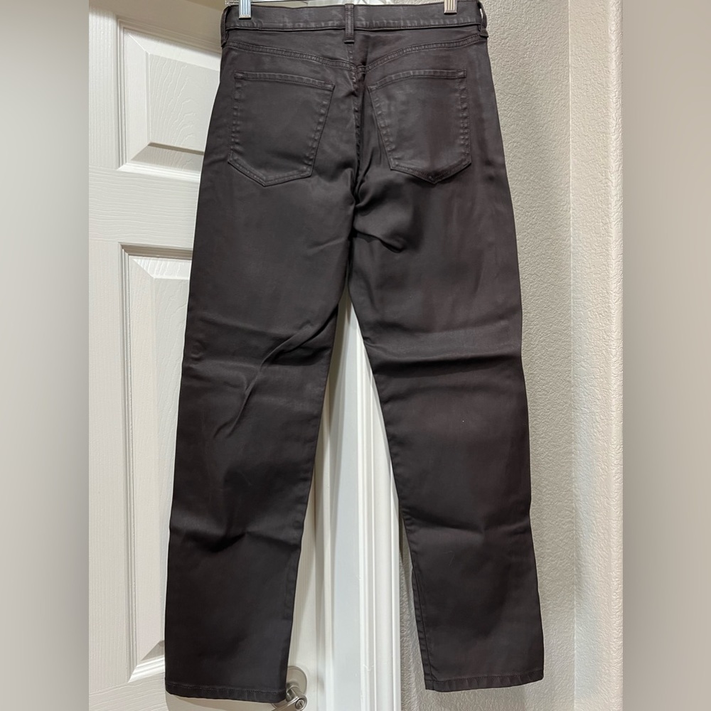 NWOT Banana Republic Straight Coated Jean Deep Chocolate Brown Button Closure 26 - Picture 3 of 7
